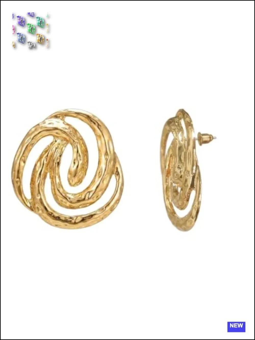 Hammered Abstract Swirl Knot Dangle Earrings, Lightweight Post Back, Statement